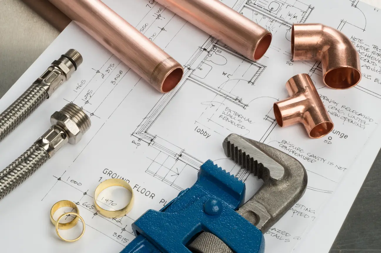Plumbing tools and pipe fittings used by a plumbing company West Auckland delivering reliable solutions Taylor Plumbing West Auckland